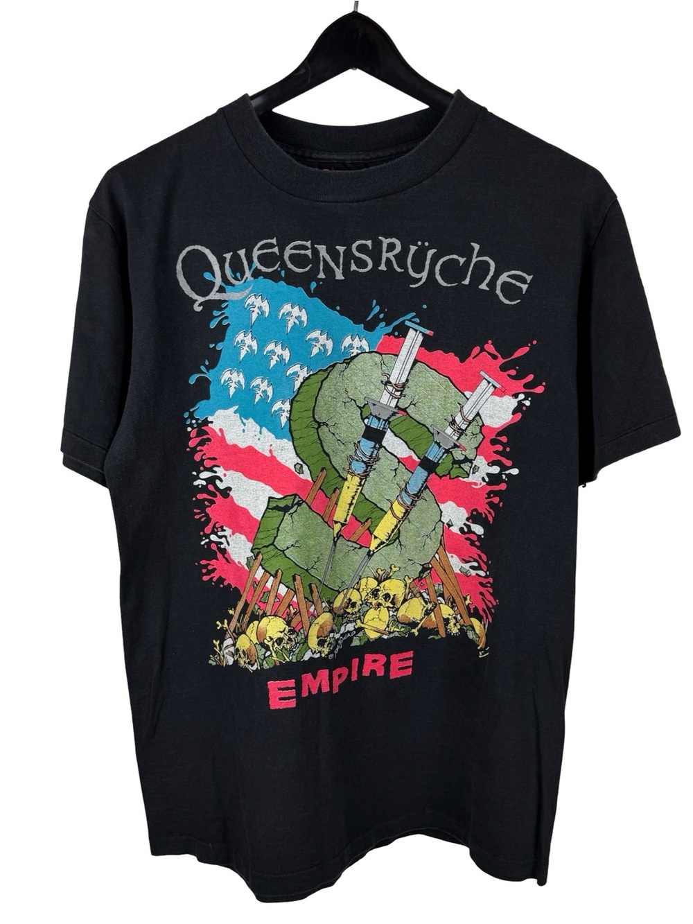 Vintage 1991 Queensryche Building Empire Rock Band World Tour Shirt Size L